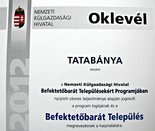 „Befektetőbarát Település”  